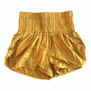 Free People Movement Way Home High Waist Shorts - size S - mustard yellow